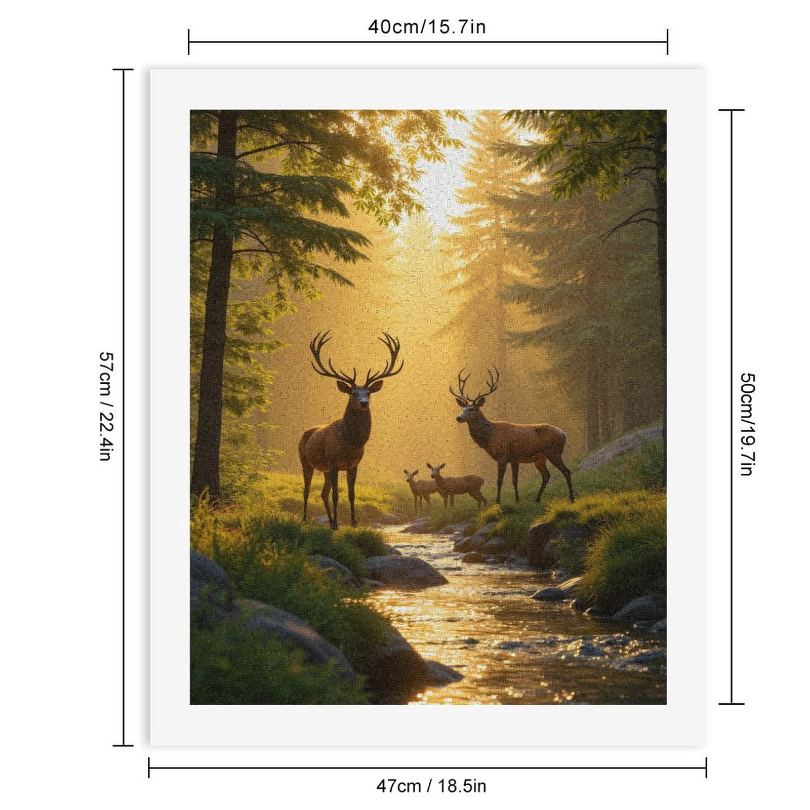 Paint By Numbers Kit for Adults Beginner - DIY Deer Family Forest Stream Sunrise Canvas Painting Kits for Adults, Frameless Paint By Number for Adults for Home Wall Decor 16x20 Inch