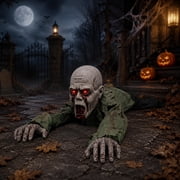 Crawling Zombie Animatronic, Scary Crawling Zombie,Halloween Animatronic Zombie Prop, Sound Activated Ghost Decoration With Light Up Eyes For Haunted House, Porch, Party & Spooky Home Decor