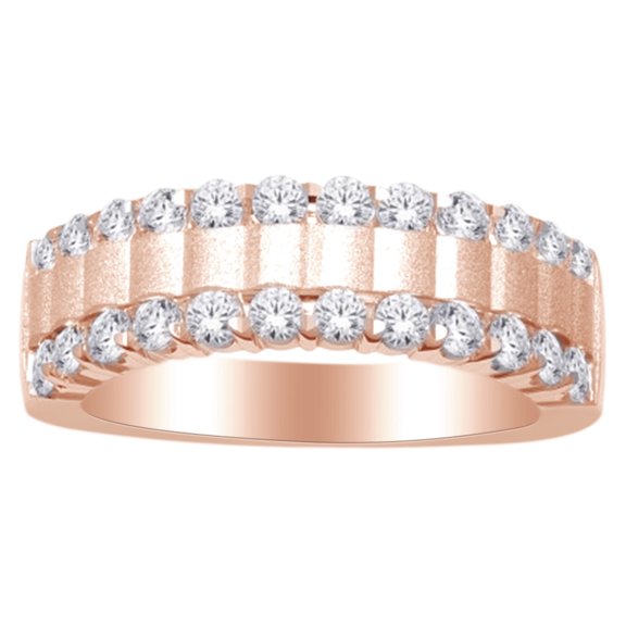 AFFY 14k Rose Gold 1 CT Round Cut White Natural Diamond Men's Fashion Band Ring With RING Size-7.5