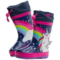 thumbnail image 1 of Bota De Lluvia Afelpada Para Niña Unicornio Estrellas Marino azul marino 18, 1 of 6