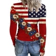 thumbnail image 6 of Bbyeadc 250 Years America Shirt Long Sleeve Knit Freedom T-Shirt Flag Print Crew Neck Slim Top Patriotic Gift for Women,Blue(XXXL), 6 of 6