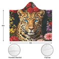 thumbnail image 3 of Flower Garden Leopard Wearable Blanket Hoodies for Women Men Adults Leopard Lovers Soft Cozy Colorful Flowers Leopards Hooded Blankets for Couch Home Decor Birthday Gifts 60×80 Inch, 3 of 5
