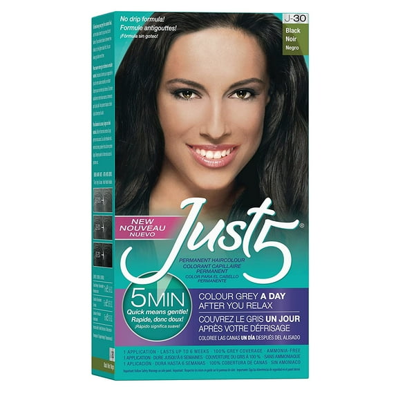 Just 5 Womens 5 Minute Permanent Hair Color, Black Noir, J-30, 1 Ea, 3 Pack