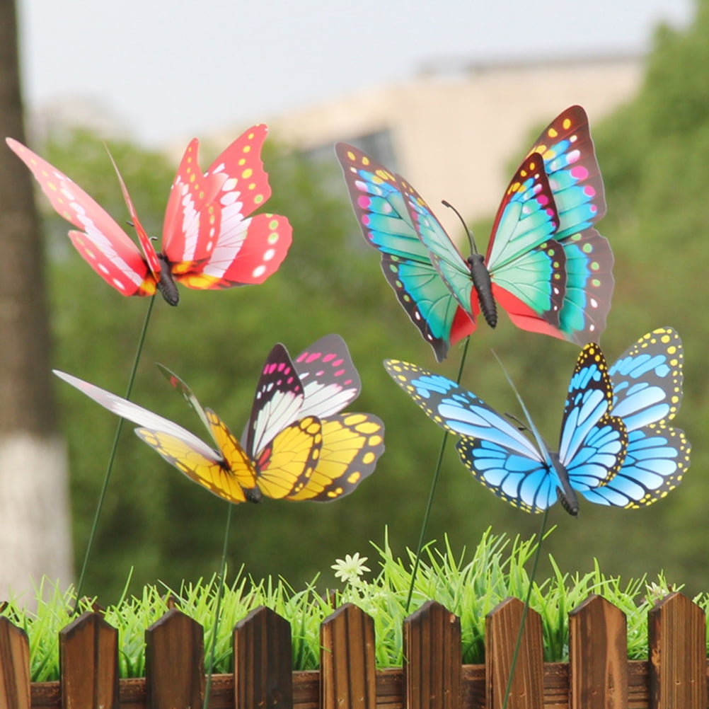 15pcs artificial butterfly garden decorations simulation stakes yard plantES 