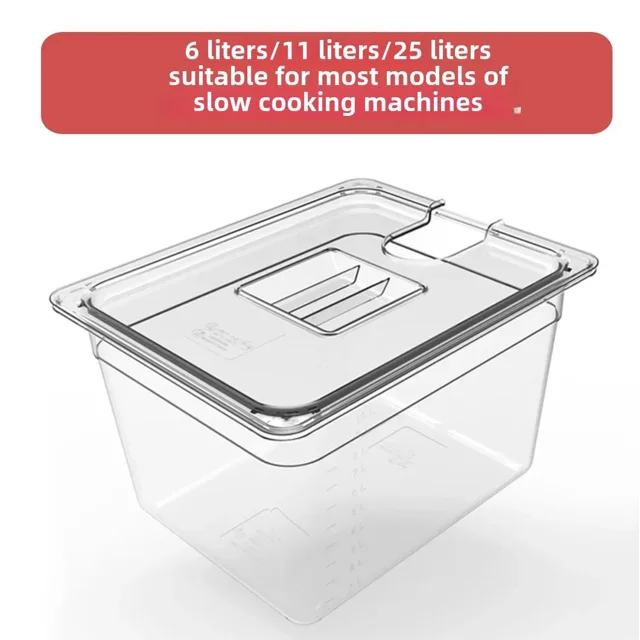 11-Liter Sous Vide Water Bath Container: Food-Grade PC Material, -40℃ to 100℃ Temperature Range, Ideal for Home & Party Cooking, Multipurpose Water Bath Pot for Precise Temperature Control and