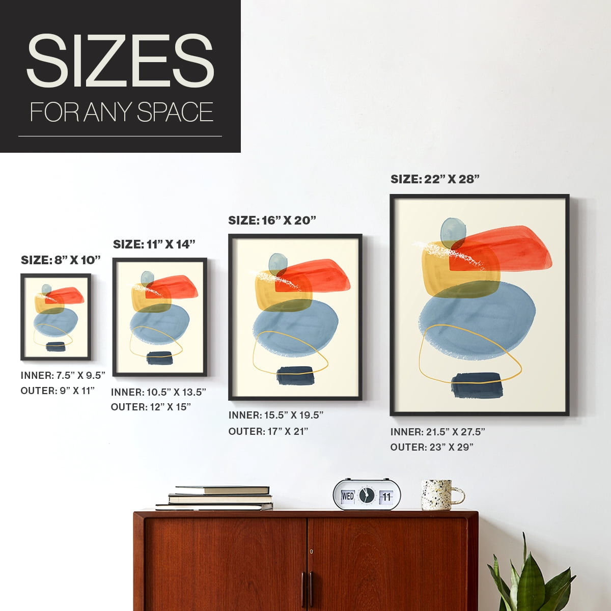 Bright Color Bundle I Framed Print in Black Solid Wood Framed Print No Nail Hanging