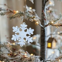Blue Snowflake Christmas Ornaments, Clear Snowflake Hanging Ornaments for Christmas Tree, Iridescent Glass Snow Flower Decor, Multilateral Christmas Snowflake, Translucent Winter Hanging, Wonderland