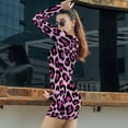 thumbnail image 4 of Leopard Light Purple Background Women's Long Sleeve Bodycon Dress Soft Stretchy For Everyday Wear And Special Occasions, 4 of 6
