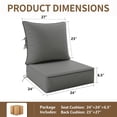 thumbnail image 2 of Pakunoda 24" x 24" x 6.5" Outdoor Deep Seat Cushion with Backrest, Waterproof 4 Set of Patio Chair Replacement Cushion for Sofa Couch, Light Grey, 2 of 8