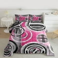 thumbnail image 2 of Homewish Modern Abstract Artistic Full Size Comforter Sets,Geometric Circle Bedding Comforter Set,Pink Gray White Bedding Sets For Girls,Luxury Bedroom Decor Reversible,3 Pieces, 2 of 8