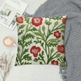 thumbnail image 2 of JEUXUS  Flower Farmhouse Decorative Throw Pillow Cover , Cottage Floral Green Leaves Knit Pattern, 100% Canvas Cushion Case for Sofa Couch Bedroom Decor(Pink Flowers), 2 of 5