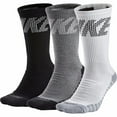 thumbnail image 1 of Nike Dri-Fit Dry Cushioned Training 3 Pack Crew Socks-Black/Gray/White, 1 of 2