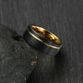 thumbnail image 4 of Black Tungsten Men's Wedding Band with Gold Detail | Flat Edge Design | 8mm Comfort Fit Men's Engagement Ring | Lifetime Warranty, 4 of 7