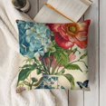 thumbnail image 3 of YINGXI  Spring Summer Flower Decorative Throw Pillow Covers, Watercolor Poppy Hydrangea Floral Porch Patio Outdoor Home Decor, Butterfly Seasonal Couch Cushion Case 22x22in, 3 of 5
