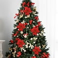 thumbnail image 2 of 6 piezas de pequeñas flores navideñas de doble capa, artificiales, simuladas, para decorar., 2 of 7