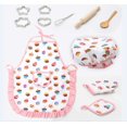 thumbnail image 2 of 11pcs Chef Set For Kids Kitchen Costume Role Play Kits Girls Apron Hat Friends Game, 2 of 5