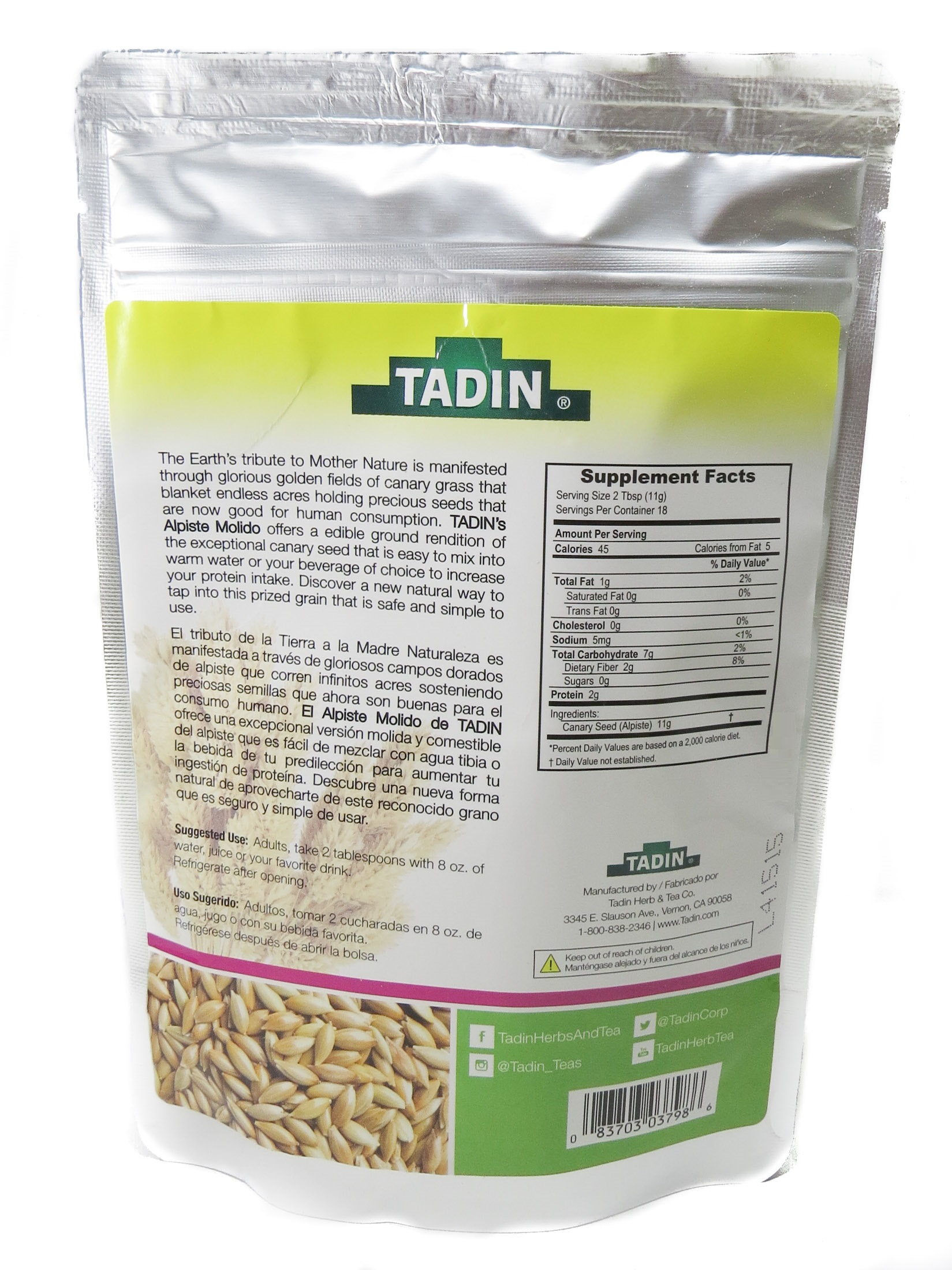Tadin Ground Canary Seed Dietary Supplement 7 Oz / Alpiste Molido - image 2 of 2