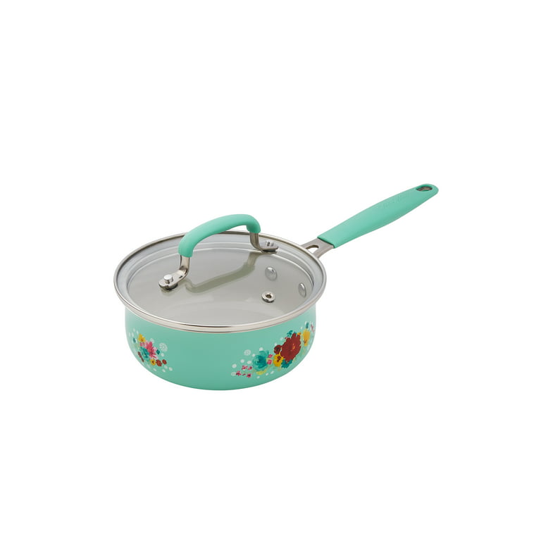 The Pioneer Woman 25 Piece Ceramic Nonstick Aluminum Easy Clean Cookware Set,  Ombre Teal 