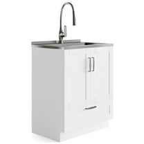 Simpli Home Reed All-in-One 28-inch Utility Sink & Cabinet