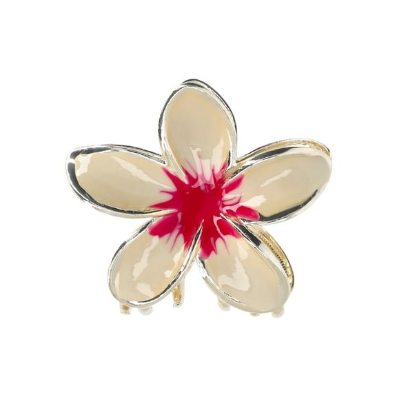 No Boundaries Pink Tropical Flower Enamel Hair Claw Clip for Women