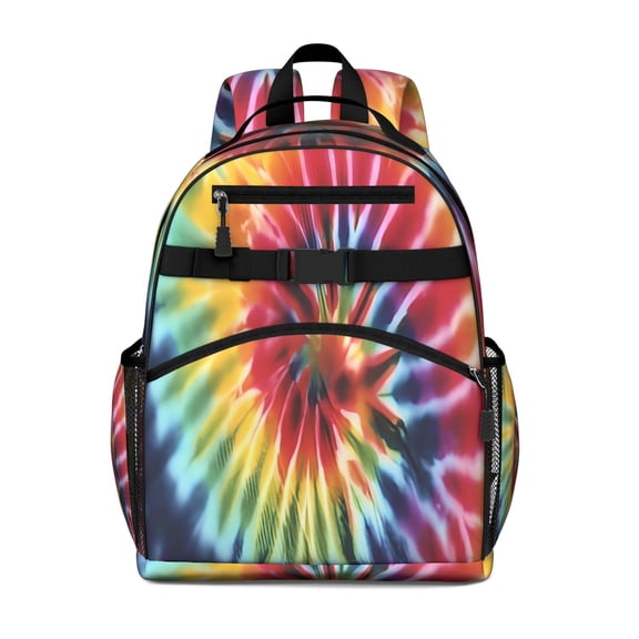 Colorful Tie Dye Pattern Backpack for School,Cute School Bag,Schoolbag with Adjustable Shoulder Straps & Padded Back,15.25"x11.5"x5.25"