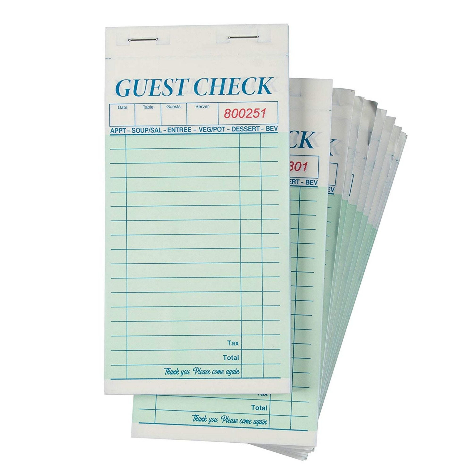 10Pack Restaurant Guest Check Pads 50 Sheets and 50