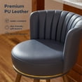 thumbnail image 6 of Ninecer Counter Height Bar Stools Set of 4, 26 Inch Swivel PU Leather Bar Chairs with Back and Footrest, Round Low Back Barstools for Kitchen Island Dining Room, Blue, 6 of 8