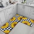 thumbnail image 3 of Sunflower Kitchen Rugs and Mats Non Skid Washable Set of 2, Black White Plaid Kitchen Runner Rug, Farmhouse Yellow Flower Vintage Bloom Floral Under Sink Mats for Kitchen Floor Decor, 3 of 6