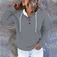 thumbnail image 4 of YUGYXL Women's Half Button Hoodies Loose V Neck Pullover Sweatshirts Trendy Casual Long Sleeve Going Out Tunic Tops Dark Gray XXL, 4 of 6