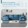 thumbnail image 6 of 136" Chenille Modular Sectional Sofa with Deep and Wide Seat, U-Shaped Cloud Couch Set with Double Cushions, 6 Seat Sofa with Movable Ottoman, Oversized Indoor Furniture (Blue), 6 of 11