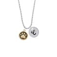 thumbnail image 2 of Delight Jewelry Goldtone Paw in Circle Silvertone Script Initial Disc - C - Charm Necklace, 20"+3", 2 of 4