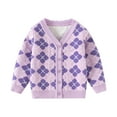 thumbnail image 5 of Odeerbi Kids Boys Girls Plaid Cardigan Sweater Cotton Knit Sweater Cardigan Fashion Casual Double-Layer Warm Sweater V-Neck Knit Cardigan Purple, 5 of 5