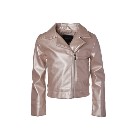 Metallic Faux Leather Moto Jacket (Big Girls)