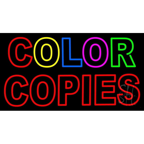 Multi Color Double Stroke Color Copies LED Neon Sign 13 x 24 - inches, Clear Edge Cut Acrylic Backing, with Dimmer - Bright and Premium built indoor LED Neon Sign for Computer & Electronics store.