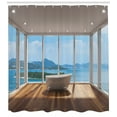 thumbnail image 3 of Ambesonne Minimalist Shower Curtain, Bathtub and Islands, 69"Wx84"L, Pale Brown White, 3 of 3