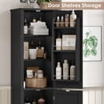 thumbnail image 4 of Hiphuta 71" Tall Narrow Bathroom Storage Cabinet, Slim Bathroom Storage Tower with Adjustable Shelves & Door Shelves, Narrow Cabinet with Doors for Small Spaces, Black, 4 of 7