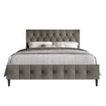 thumbnail image 3 of Home Design Socorro King Tufted Upholstered Platform Bed with Button-Tufted Headboard and Slat Support, Gray, Easy Assembly, 3 of 5