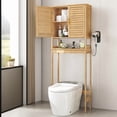 thumbnail image 2 of LEDREM over-the-Toilet Storage Cabinet with Built-In Charging Station,Adjustable Shelf and Bottom Stabilizer,3-Tier Bathroom Rack with Doors and Open Shelf,Natural Beige, 2 of 6