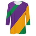thumbnail image 6 of Mardi Gras Shirts for Women Color Block Graphic Tees Casual Loose Fit 3/4 Sleeve Crewneck Carnival Tops Purple Tops,Size S-5XL, 6 of 6