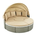 thumbnail image 3 of Luxury Patio With Coffee Pillows And Adjustable Table, Daybed Outdoor Sectional Two-tone Weave Seating, Retractable Canopy, 3 of 7