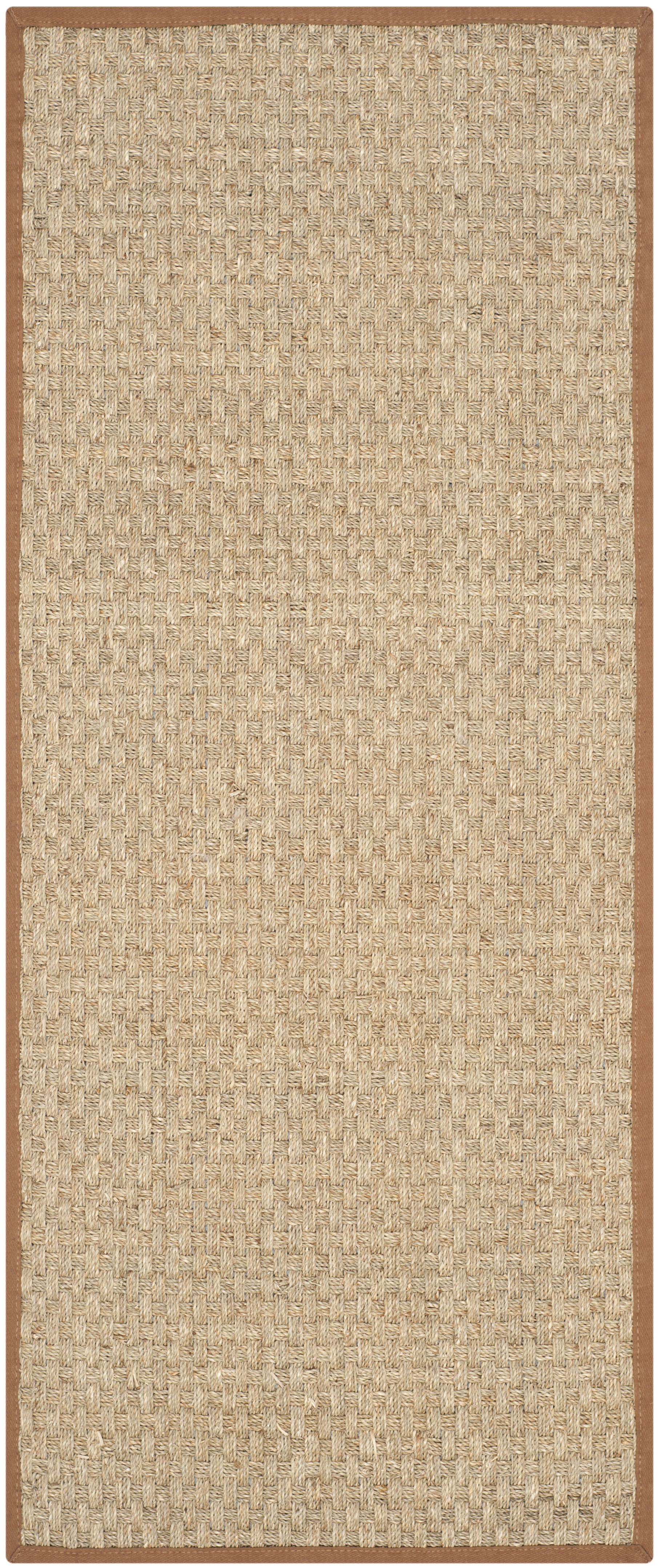 SAFAVIEH Natural Fiber Arbor Bordered Runner Rug, Natural/Brown, 2'6" x 16' - Coastal Design, Natural & Brown, Seagrass, Ideal for Entryway, Kitchen, Living Room, Office, Hallway