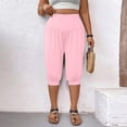 thumbnail image 5 of Plus Size Women's Plus Size Loose Fit Elastic Waist Pleated Casual Pants with Pockets, Dressy Trousers for Business Casual Office Summer, Mid Waisted Capri Pants for Women, 5 of 9