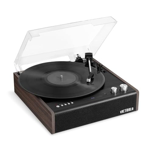 Open Box VICTROLA EASTWOOD 3-SPEED BLUETOOTH TURNTABLE BUILT-IN SPEAKERS - ESPRESSO