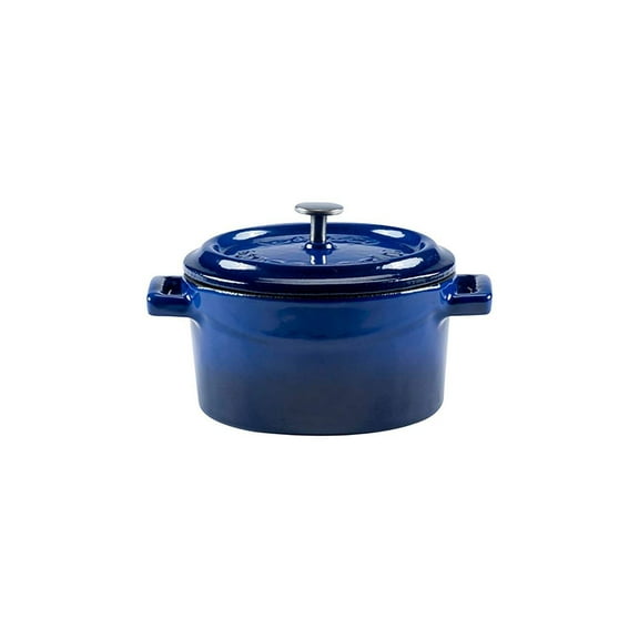 Cast Iron dia.4" h:2" 13 oz. Round Blue Cast Iron Dutch Oven
