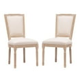 thumbnail image 3 of Hassch French Country Dining Chairs Set of 2, Upholstered Side Chairs with Solid Wood Frame, Cream Linen Square Backrest and Padded Seat, Easy to Assemble, 3 of 9