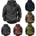 thumbnail image 3 of Hpapadks Hoodie Men Rotro Distressed Lace Up Hoodies Pullovers with Front Pocket Solid Tactical Hooded Sweatshirts Outdoor Sports Men's Sweatshirts, 3 of 3