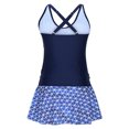 thumbnail image 5 of ZQUUVOU Women's High Waisted V-Neck Printedgathering Conservative Swimsuit Dress Set Suit (C-Dark Blue,XL), 5 of 6