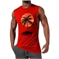 thumbnail image 2 of BiZtdJrK Big and Tall Sleeveless Tank Tops for Men Palm Tree Beach Athletic Tanks Soft Cotton Workout Undershirts Red S, 2 of 6