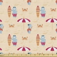 thumbnail image 1 of Umbrella Fabric by the Yard, Cartoon Illustration of Hippo Crab Beach Animals on Vacation, Upholstery Fabric for Dining Chairs Home Decor Accents, Pale Peach Multicolor by Ambesonne, 1 of 5