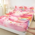 thumbnail image 3 of Homewish Cute Pink Axolotl Twin Sheet Sets 3pcs for Kids Teens,Cartoon Stars Love Heart Twin Fitted Sheet Microfiber,Kawaii Animal Salamander Breathable Flat Sheet,Lightweight Room Decor, 3 of 7